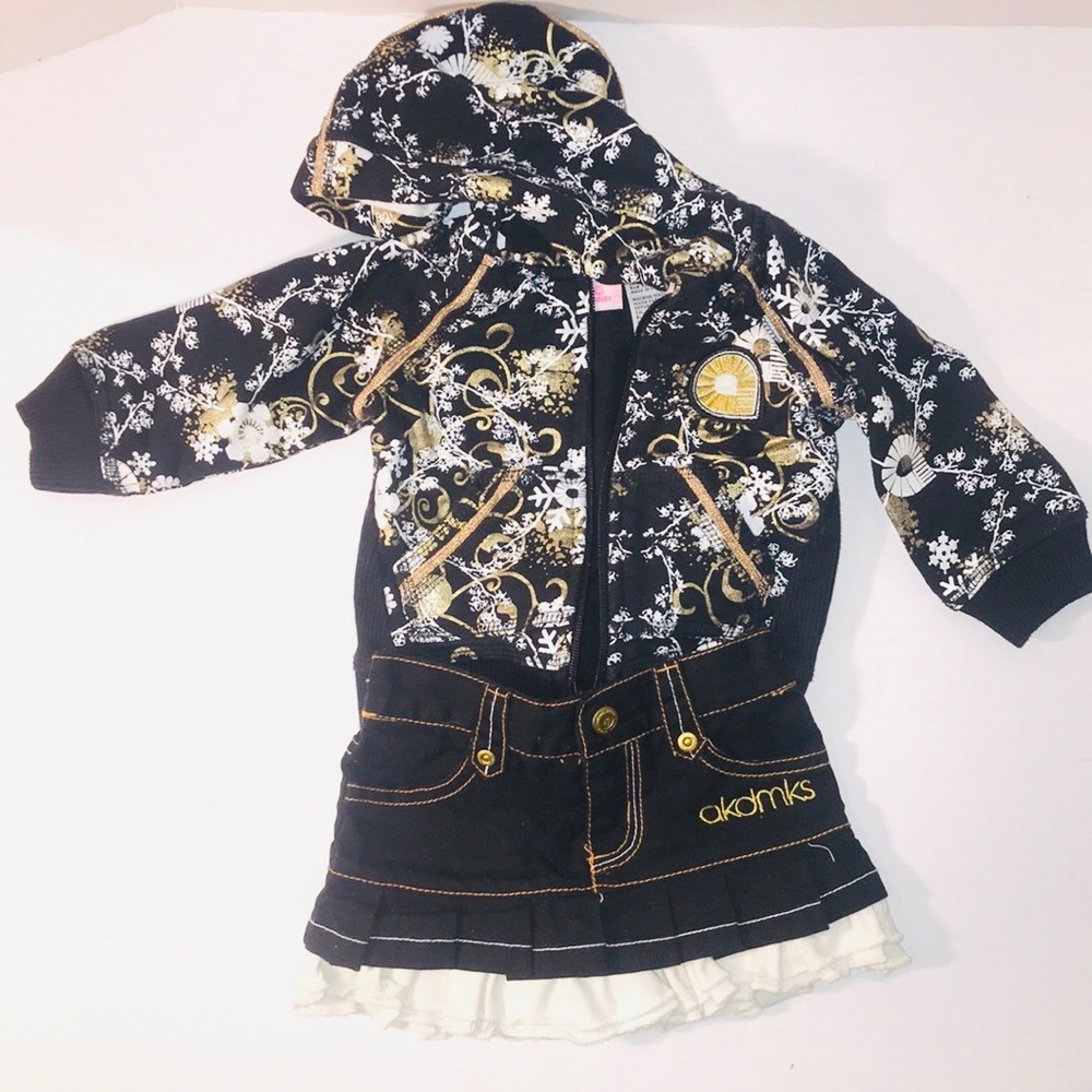 Akdmks 2pc hoodie/skirt girls set 6/9 months
